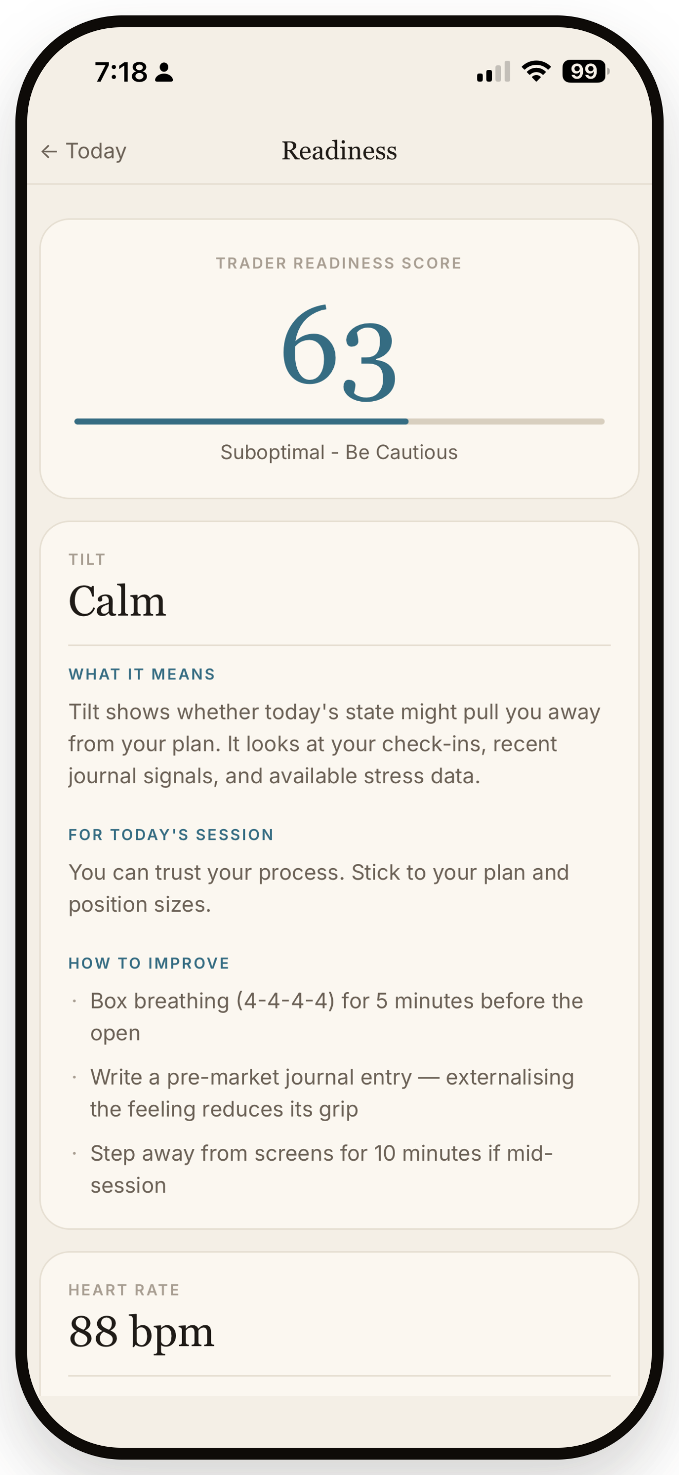 Readiness check — Offtilt